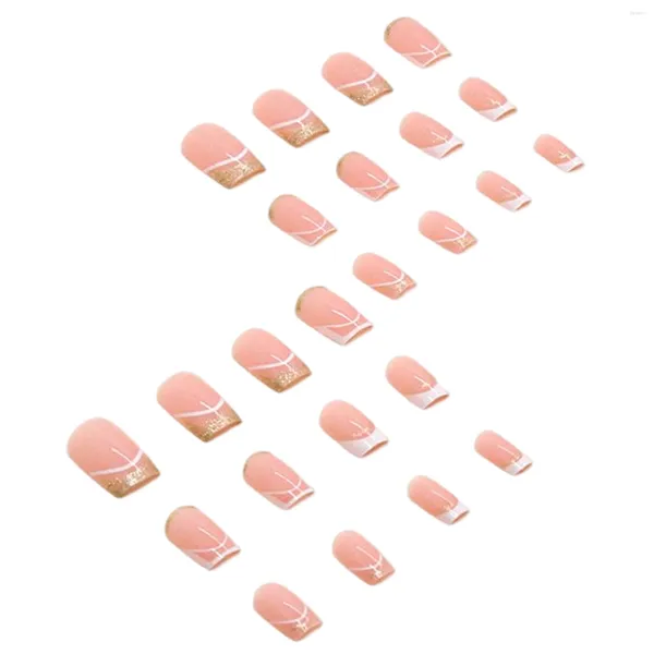 Uñas postizas, puntas francesas rosadas y blancas, efecto duradero con espesor moderado para amantes de la manicura, bricolaje diario en casa