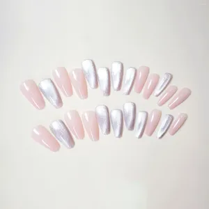 Faux Ongles Rose Cat-Eyes Carré Faux Réutilisable Portable Long Pour Une Expérience D'ongle DIY Agréable