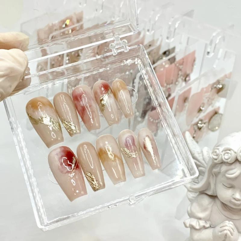 False Nails Pink Glow Handmade Press On With Premium Quality And Removable Reusable Feature.No.19610