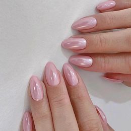 Kunstnagels Roze Effen Kleur Amandel Fake Ultra Flexibel Voor Langdurig Comfort Handdecoratie Nail Art