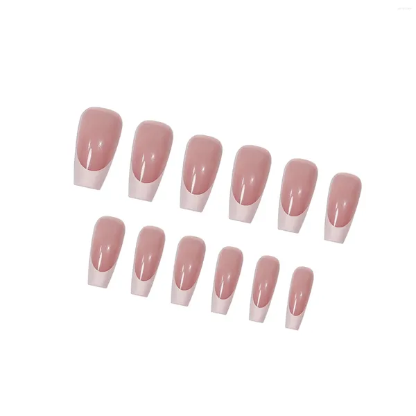 Faux ongles rose avec pointe blanche Faux ongles de clou.