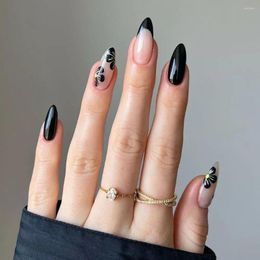 Uñas postizas Cabeza puntiaguda Almendra Falso Desmontable Manicura usable Cubierta completa Puntas de uñas Chica