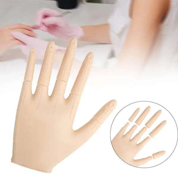 Mano de práctica de uñas postizas para acrílico, flexible, suave, profesional, dedos flexibles, manicura de uñas móvil de silicona