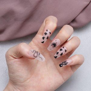 Uñas postizas Presione en la herramienta de manicura de cubierta completa Desmontable Serpiente Llama Ataúd Puntas de uñas Falso usable