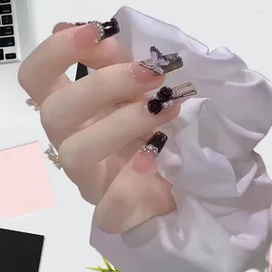 Faux Ongles Pothérapie Camélia Noir Fait Main Pure Portant Une Armure - La Déclaration De Mode Ultime Pour La Femme Moderne