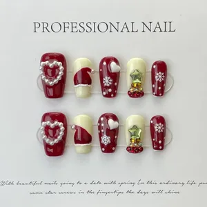 Kunstnagels Pure handgemaakte fee Kerstmanicure Sfeer Sneeuwvlokken Sterren Kunstnagel nep voor dames