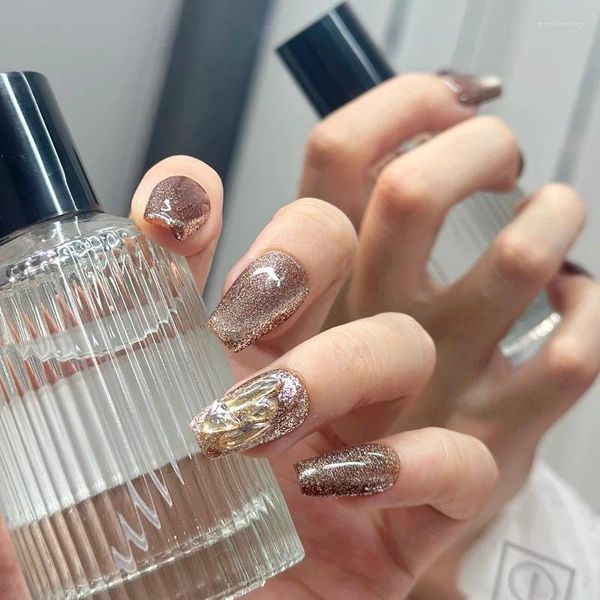 Faux ongles purs faits à la main, légers, de luxe, haut de gamme, trésor de palmier, vente en gros, patchs réutilisables pour Nail Art