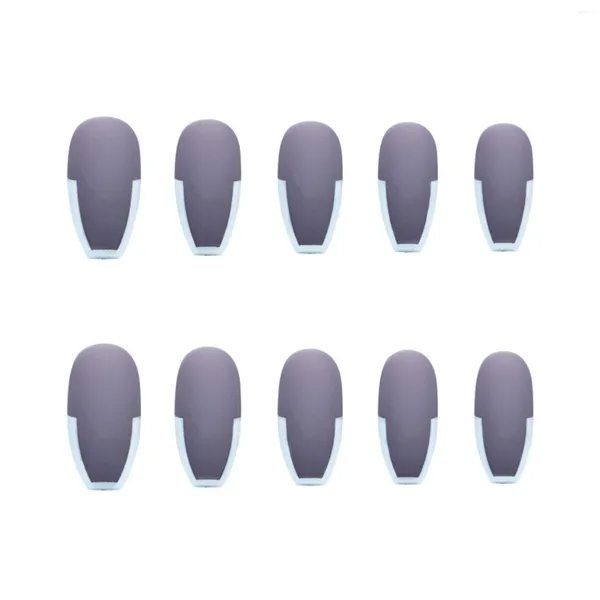 Faux ongles cercueil givré violet, matériau en résine ABS respectueux de l'environnement pour salons de manucure professionnels