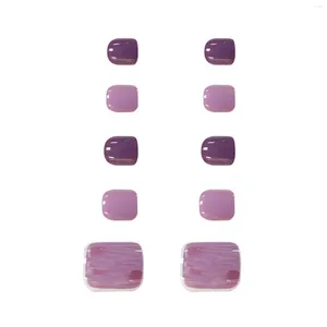 Kunstnagels paarse lijm-op nep-teennagels rimpel Franse stijl manicure patch voor dames en meisjes DIY