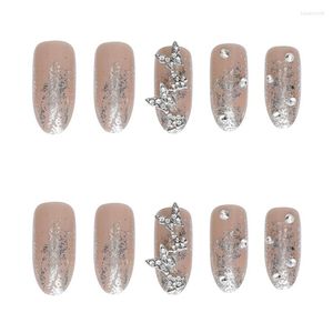 False Nails Rhinestone Butterfly Christmas Snowflake Fake Naadloze verwijderbare nail art kleurrijke pers op tips