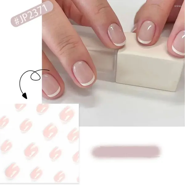 Faux ongles ronds détachables bord blanc français ongles conseils couverture complète court faux pour salon