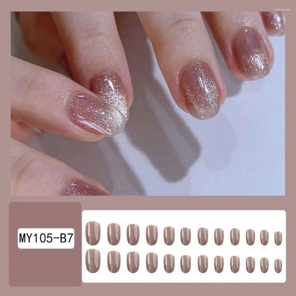 CAJAS FINALES CABEZA RED REDOND French Falso impermeable Manicura Manicura Cubierta completa Press en Gato Eyes Nail Girl