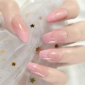 Valse nagels korte kist franch uv gel druk op nep kunst manicure volledige cover vingernails met tabbladen kring