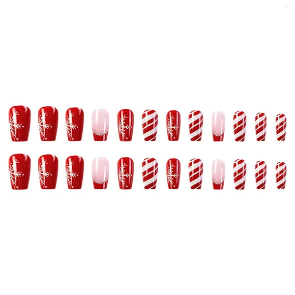 Faux Nails Snowflake imprimé carré de Noël faux charmant confortable pour porter une manucure pour l'alimentation professionnelle du salon nail art