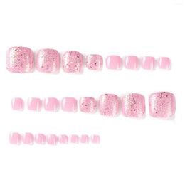 Unghie finte Unghie artificiali rosa tenue Kit manicure antiscivolo per la decorazione del piede femminile