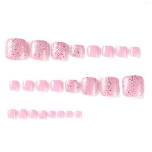 Valse nagels zachtroze kunstmatige teennagels niet-slip manicure kit voor vrouw voetdecoratie