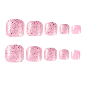 Valse nagels zachtroze kunstmatige teennagels zoete gel teen diy voor vrouw voetdecoratie