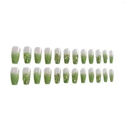 Valse nagels Fonkelende groene kunstmatige ultraflexibele langdurige nep voor nageldecoratie Art