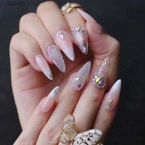 Kunstnagels Stiletto Jelly ombre naakt fasle nagels pers op nagel Luxe kristallen nagels fotoontwerp nagels geschenkdoos Privé op maat hoge kwaliteit Q231114