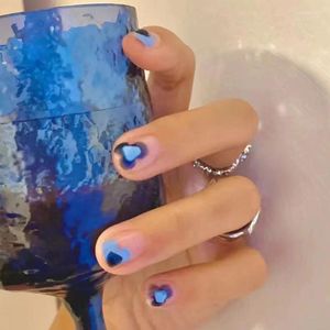 Kunstnagels Zomer Cool Manicure Netto Rood Blauw Smudge Afneembaar Draagbaar Producten Herbruikbare lijm Fake Nail Supplies Lijmkunst