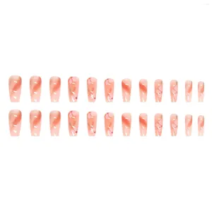 Faux Ongles Rose Doux Smudging Press-on Set Ultra-flexible Longue Durée Faux Pour La Décoration Des Doigts Accueil Nail DIY