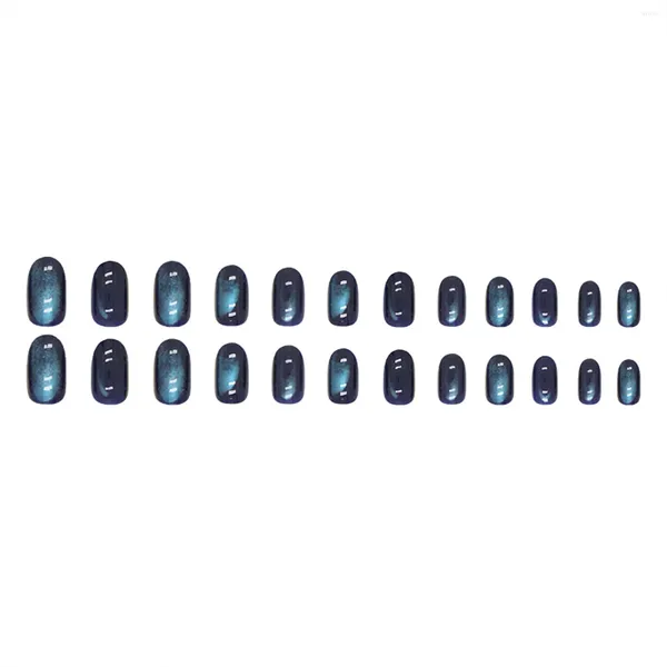 Faux ongles Sweety Glitter Bleu Ovale Forme Manucure Naturel Incassable Nail Simple Porter Pour Fille Robe Assortie