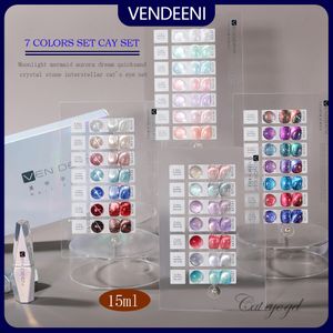 Faux Ongles VDN 7 Couleurs Gel Vernis À Ongles Dream Cat s Eye Aimant Hybride Vernis Semi Permanent Magnétique Laque Primer Art 230704