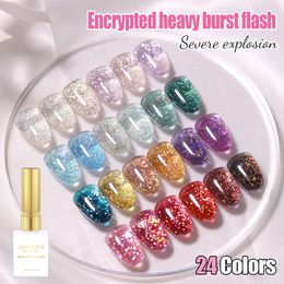 Faux Ongles Vendeeni 24 Couleurs Haute Densité Glitter Gel Polonais Explosif Flash Art Vernis Étincelant UV Soak Off Laque 230425