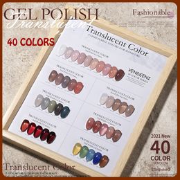 False Nails Vendeeni 40 kleuren Zet doorzichtige jelly nagelgellak 15 ml duurzame ijspenetratie roze kristal vernis afwezig van art 230520