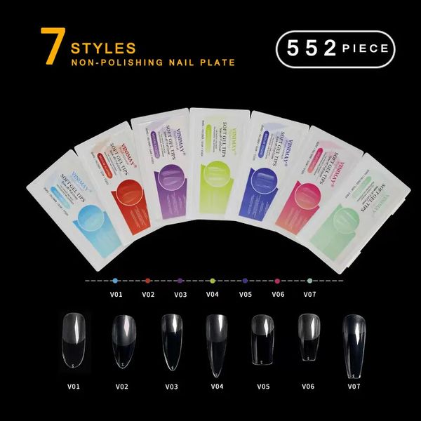 Faux Ongles VINIMAY 7 Styles 522 pièces Faux Ongles Sans Trace Français Plein/Demi Ongles Faux Acrylique Ongles Conseils UV Gel Manucure Faux Ongles Conseils 230927