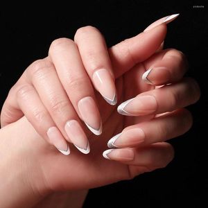 False Nails Water Drop Simple Silver Onion White Franse nagelpatch CIN6 899