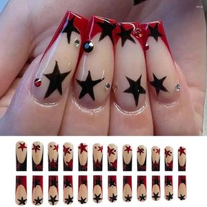 False Nails Water Pipe Fashion Red Star Super Long Nail Tips French Détachement Presse sur DIY