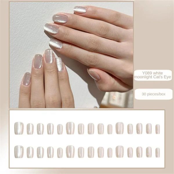 Faux ongles portent l'armure design des ongles pour l'œil doux flash douce beauté et la santé du clair de lune blanc imperméable plus durable