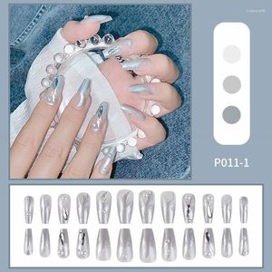 Faux ongles français à porter, doux et ultra fin, autocollants détachables et réutilisables avec colle, pointes transparentes, cercueil