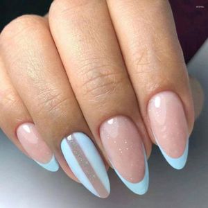 Valse nagels draagbare manicure amandel nep mode puntige kop gemiddelde pers op volle cover nagel tips vrouwen