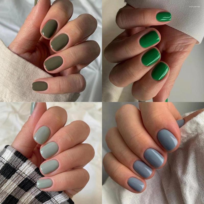 Unhas Falsas Wearable Prego Curto Cor Sólida Manicure Peça Atacado Terminado Destacável Avançado