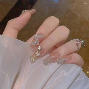 Faux Nails Mariage des diamants portables clignotant les papillons