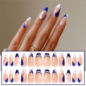 Faux Ongles Blanc Bleu Ballet Long Paragraphe Faux Gagner Du Temps Fini Ongles Pièce Salon DIY Art Style Français SANA889