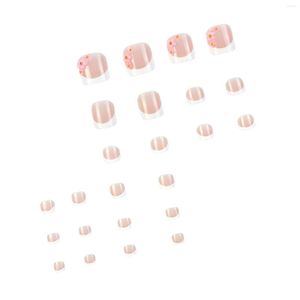 Faux ongles bord blanc imprimé presse rose sur les ongles ultra-flexibles longue durée faux pour robe de fille assortie