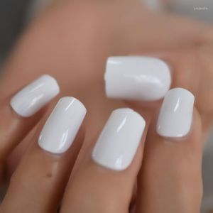 Faux ongles blanc couverture complète carré faux ongles neige moyenne couleur Pure Art conseils lisse Simple bricolage artificiel Prud22