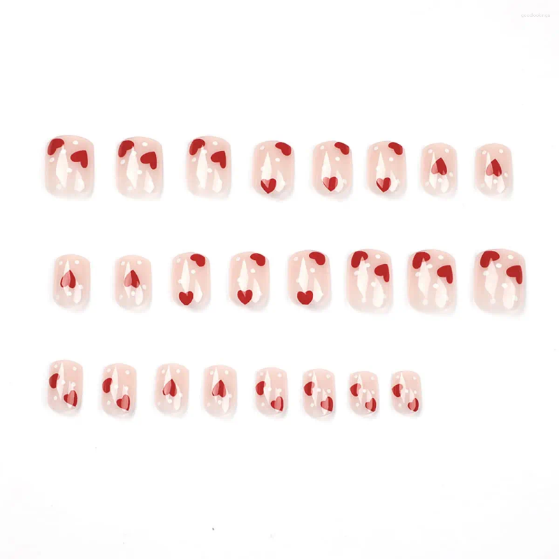 False Nails White Polka Dot Red Love Nail Stick Wear Plate Enhancement Finished Removable 5ml