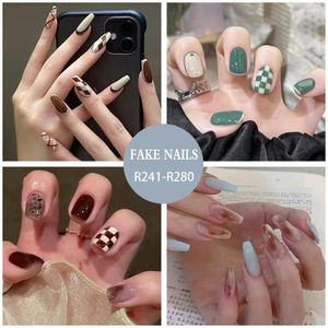 Faux Ongles En Gros 2023 24 Pcs / Boîte Inclus Colle Portable Nail Sticker Ballet Pièce Amovible Patch Fini