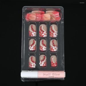 Faux Nails Wholesale-! 24pcs terminés avec une décoration de strass 3D Faux Nail Art Conseils pour la manucure de la dame / femmes