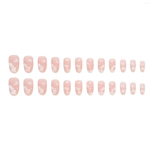 Faux Ongles Femme Rose Press-on Ongles Doux Nuages De Lait Ovale Forme Artificielle Pour Salon Expert Et Femmes Naïves