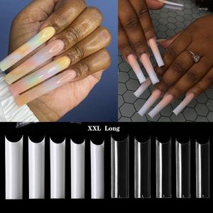 Faux ongles xxl ccurve Longueur droite Tips de l'ongle Extra Nature / Clear Long Salon Press sur Half Cover Nails Artificial (0 # -9 #)
