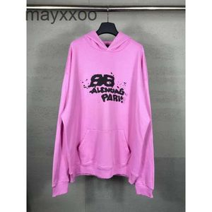 Familie Balenciigss Hooded Hoodies Printing Hoodie Long Sweater Tape Hoge letter Versie unisex Paris Paris Casual B Mouws losse lijmpapier Aoga