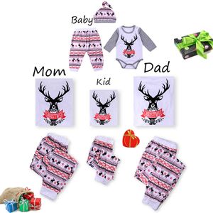 Familie Kerstmiskleding Drukpak Kinderen Mama en Mij Kleding Moeder Dochter Vader Baby Matching Outfits 210521