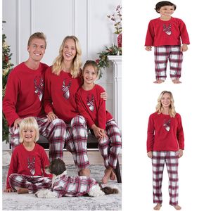 Family Christmas Pyjama's Nieuwjaar Familie Matching Outfits Moeder Vader Kinderkleding Sets Xmas Deer Hoofd Gedrukt Pyjama's Nachtkleding Nighty