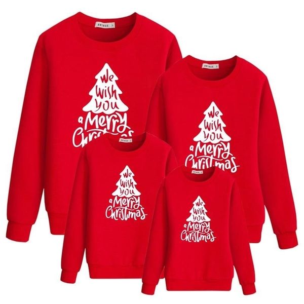 Familia Suéteres de Navidad Padre Madre Hija Hijo Trajes a juego Mirar Año Niños Sudaderas con capucha Ropa Mamá y yo Ropa 211102