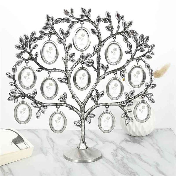 Family Fashion Tree Sliver Po Frame Regalo di compleanno per bambini Cornice fai da te in metallo Decorazioni per la casa creative Regali di Natale 210611